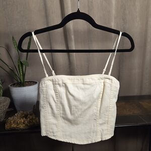 American Eagle Outfitters Cream Strapless Crop Top